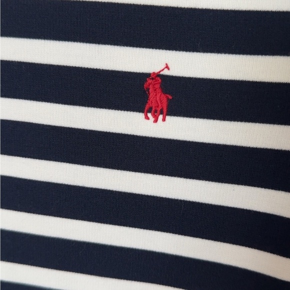 Polo by Ralph Lauren Blue and White Pleated Fit and Flare Dress - Picture 3 of 7